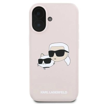 3. Karl Lagerfeld Silicone Nauble Heads Print MagSafe Case for iPhone 16 Plus - Pink