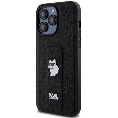2. Karl Lagerfeld Gripstand Saffiano Choupette Pins case for iPhone 13 Pro Max - black