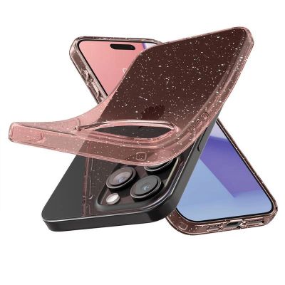 7. Spigen Liquid Crystal Glitter iPhone 15 Pro Max Case - Pink/Clear