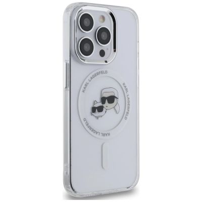 4. Karl Lagerfeld IML Metal Karl & Choupette Head MagSafe iPhone 14 Pro Case - White