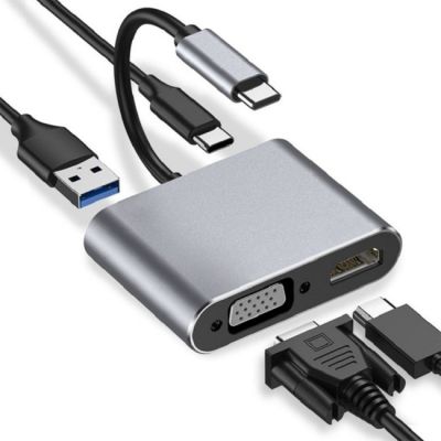 5. USB Type-C hub 4in1 USB 3.0 + PD 100W + HDMK 4k30Hz + VGA FullHD
