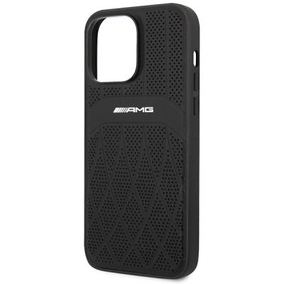 6. AMG AMHMP14XOSDBK iPhone 14 Pro Max 6.7" black/black hardcase Leather Curved Lines MagSafe