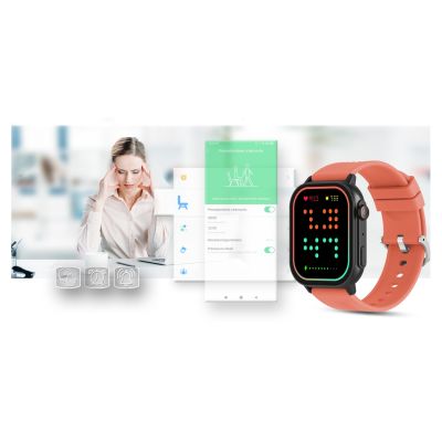 19. Gravity GT15-3 Smartwatch Red Silicone Strap + Black Bracelet