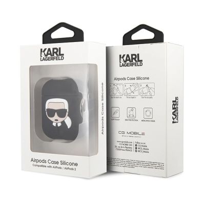 11. Karl Lagerfeld Silicone Ikonik Case for AirPods 1/2 - Black