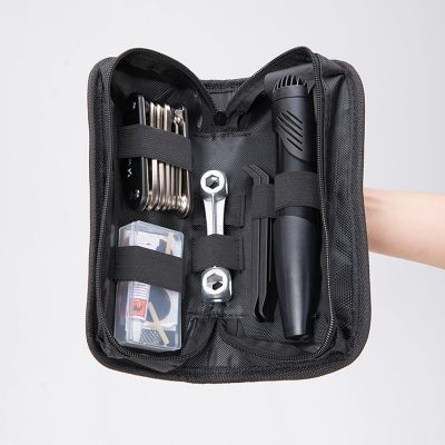 4. Wozinsky WMZ-01N tool kit, 16-in-1 bicycle multitool, pump, wrenches, inner tube kit - black