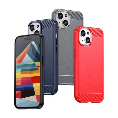 7. Flexible Carbon Case with a carbon pattern for iPhone 15 - blue