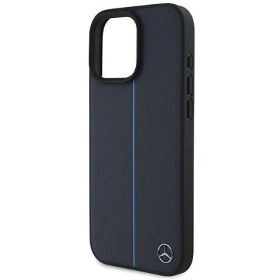 6. Mercedes MB Blue Line Leather MagSafe Case for iPhone 16 Pro Max - Navy Blue