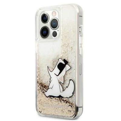 2. Karl Lagerfeld Liquid Glitter Choupette Fun Case for iPhone 13 / 13 Pro - Transparent Gold