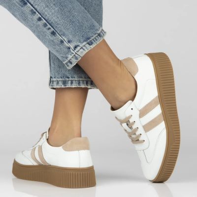7. Women's leather suede platform shoes, white Filippo DP6776