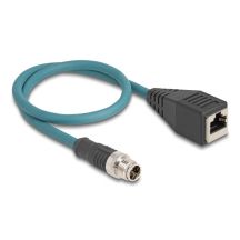 DeLOCK M12 X-coded 8-pin male to RJ45 female adapter cable 50cm long