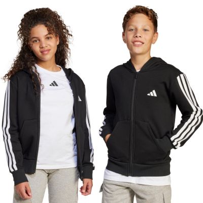 9. adidas Essentials Full-Zip Kids' Sweatshirt Black and White JD6494