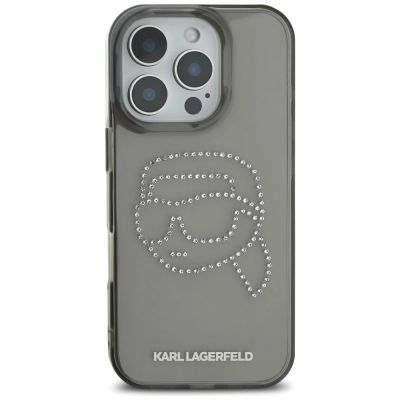 3. Karl Lagerfeld IML Rhinestones Karl Head Case for iPhone 16 Pro Black