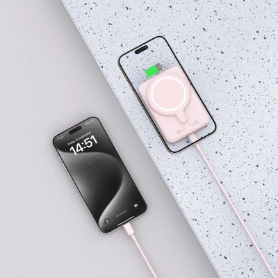 6. Tech-Protect LifeMag PB11 Powerbank with MagSafe 10000mAh 15W USB-C port - pink + USB-C cable