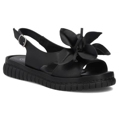 Women's leather wedge sandals, black, Filippo DS6965