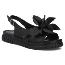 Women's leather wedge sandals, black, Filippo DS6965