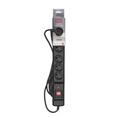 3. Activejet COMBO surge protector strip 6 gn/3 m/cz (10A; 2300W) 3 m; black