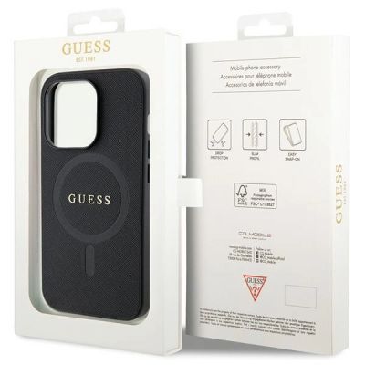 8. Guess GUHMP14LPSAHMCK case for iPhone 14 Pro - black Saffiano MagSafe