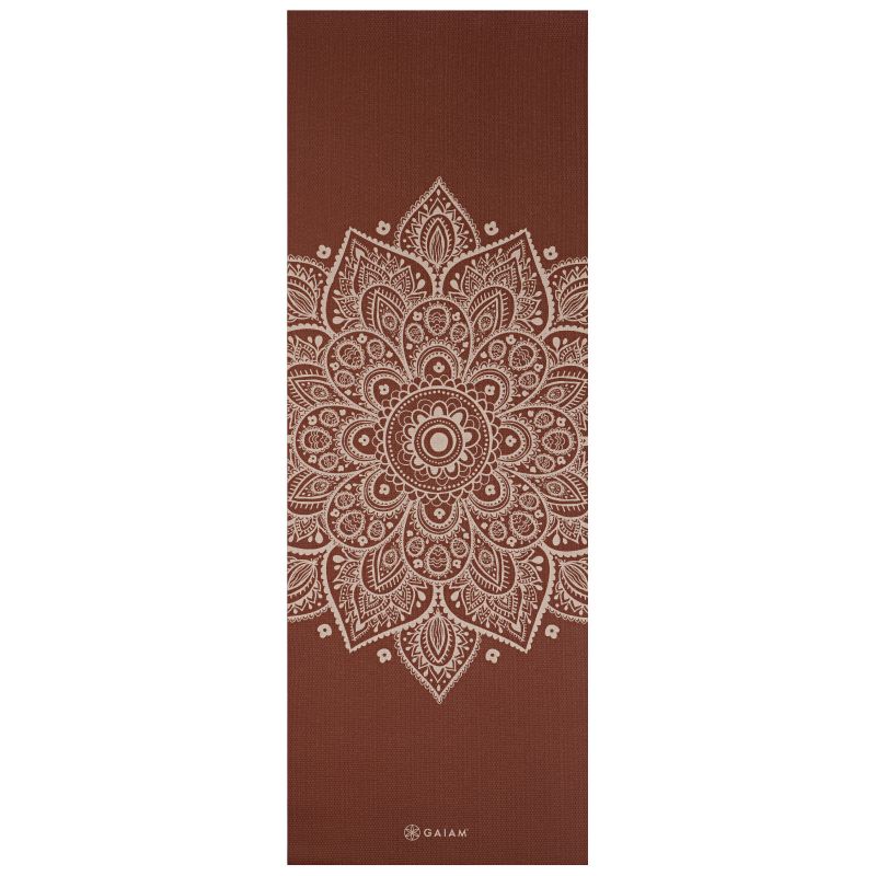 2. Gaiam Intense Rust Sundial Flower Yoga Mat 5mm 65733