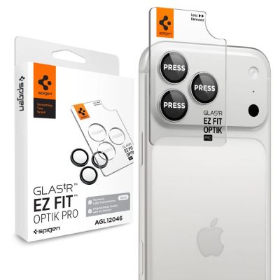 7. Spigen Optik Pro GLAS.TR EZ FIT 2-Pack Tempered Glass Camera Screen Protector for iPhone 18 Pro / 18 Pro Max - Silver