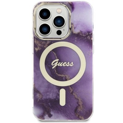 3. Guess GUHMP14LHTMRSU iPhone 14 Pro 6.1" purple/purple hardcase Golden Marble MagSafe