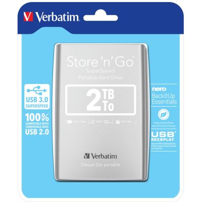 2. Verbatim Store 'n' Go External Hard Drive 2.05TB 5400RPM Micro-USB B 3.2 Gen 1 (3.1 Gen 1) Silver