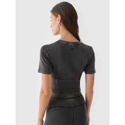 5. Women's crop top slim plain 4F 4FRAW24TTSHF2581-20S