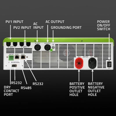 4. Qoltec Off-Grid Hybrid Solar Inverter 11000W | 160A | 48V | MPPT | BMS | Sinus | Wi-Fi option | Power Factor 1.0