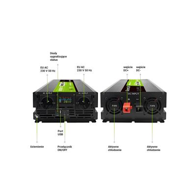 GREEN CELL LCD INVERTER 24V/230V 3000W/6000W PURE SINE INVGC24P3000LCD