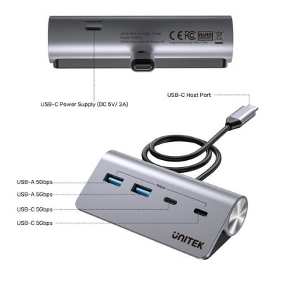 13. UNITEK ALUMINUM HUB USB-A/C 2X USBA 2X USBC 5GBP