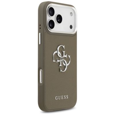 4. Guess Grained Big 4G Classic Logo Case for iPhone 17 Pro Max - Brown