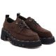 8. Women's leather moccasin shoes on a block heel, brown Artiker 59C0276