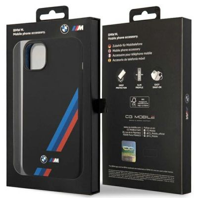 8. BMW Silicone Slanted Stripes Case for iPhone 14 Plus / 15 Plus - Black
