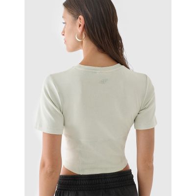 4. Women's crop top slim plain 4F 4FRAW24TTSHF2581-47S