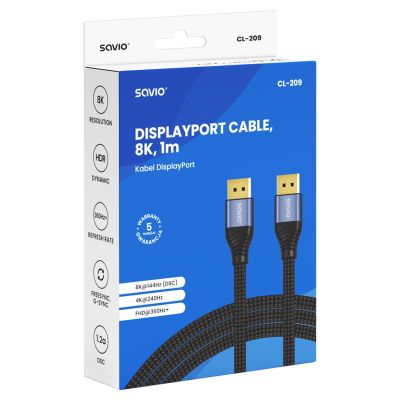 3. SAVIO KABEL DISPLAYPORT 2.1 1M CL-209