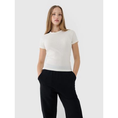 2. Women's slim ribbed t-shirt 4F 4FWSS25TTSHF1968-11S