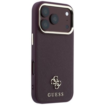 4. Guess Saffiano Small 4G & Classic Logo MagSafe Case for iPhone 18 Pro / 17 Pro - Burgundy