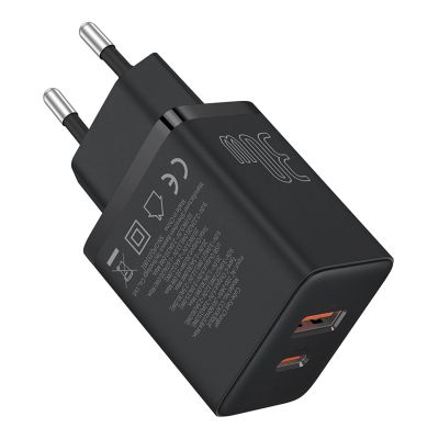 4. Baseus Cube Pro 30W USB-C USB-A Wall Charger - Black