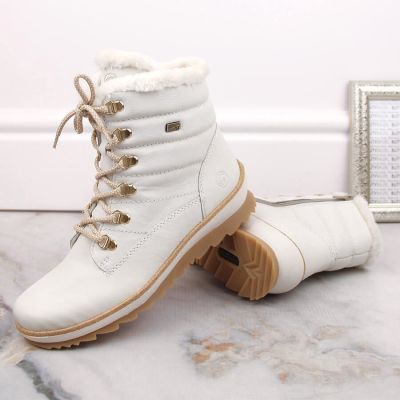 7. Remonte W RKR629 wool-lined waterproof leather ankle boots, white