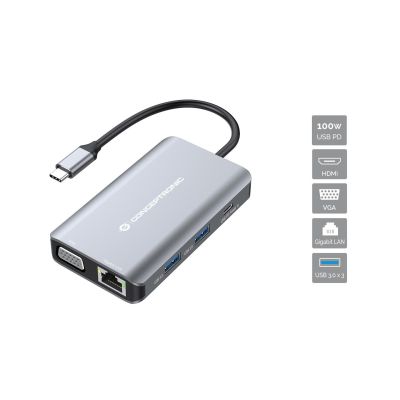 2. Conceptronic DONN21G Docking Station Wired USB 3.2 Gen 1 (3.1 Gen 1) Type-C Gray