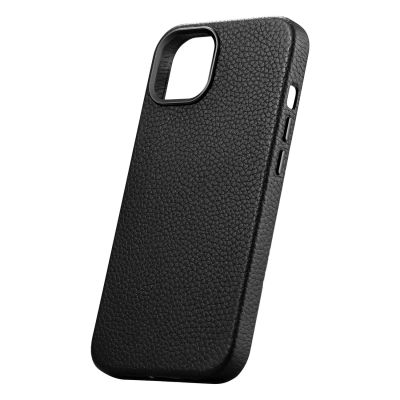 8. iCarer Litchi Premium Leather Case iPhone 14 Magnetic Leather Case with MagSafe Black (WMI14220709-BK)