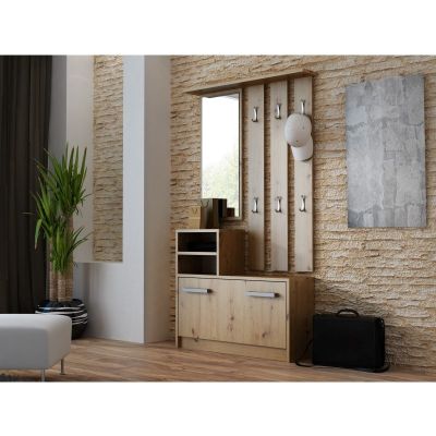 3. WARDROP CABINET, MIRROR, ARTISAN OAK HANGER