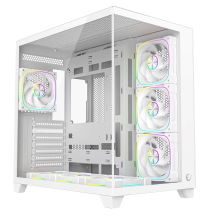 RAMPAGE PC Case with Tempered Glass SEALITE 7X, 7 ARGB PWM Fans, WHITE