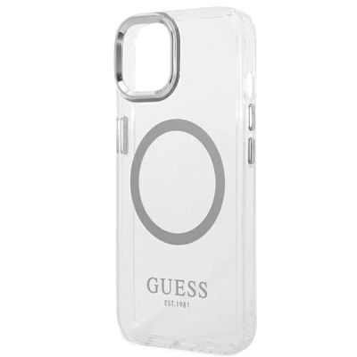 6. Guess GUHMP14SHTRMS iPhone 14 6.1" silver/silver hard case Metal Outline Magsafe