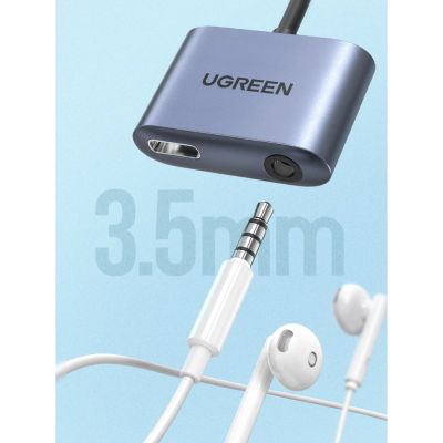16. Ugreen audio adapter USB Type C (male) - USB Type C PD QC (female) + 3.5mm mini jack (female) gray (CM231)