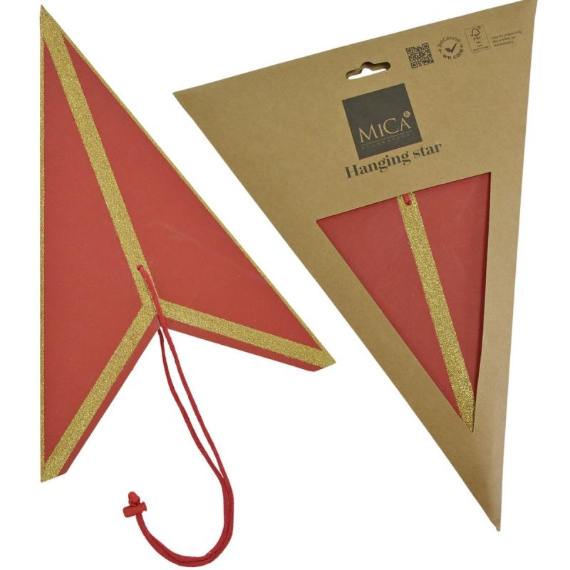 11. DECORATIVE HANGING PAPER STAR FSC 14x45CM RED 7 ARMS MICA