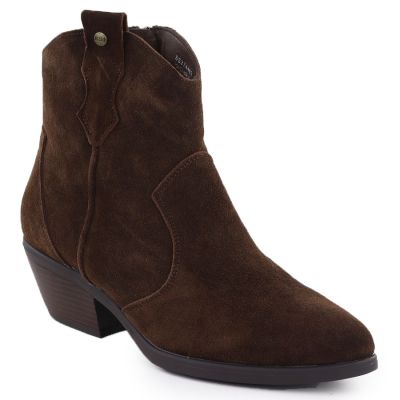 Brown women’s leather cowboy ankle boots Big Star SS274463