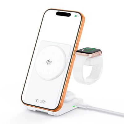 2. Tech-Protect A56 3in1 MagSafe 25W QI2.2 Wireless Charger + USB-C / USB-C Cable 100cm - White