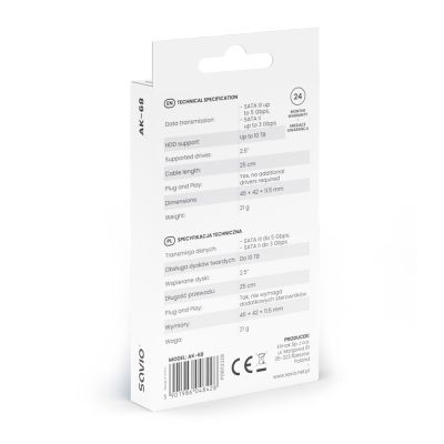 5. SAVIO ADAPTER SATA (F) - USB-A 3.1 GEN 1 (M) FOR 2.5" DRIVES AK-68