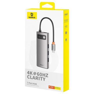 9. Baseus Metal Gleam 7in1 HDMI 4K 60Hz USB-C Hub / 3x USB 3.0 / USB-C PD / SD / microSD - Gray