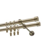 Double Curtain Rod Ø 19 mm Antique Brass 480 cm LUNA with Rings KOWALSKI